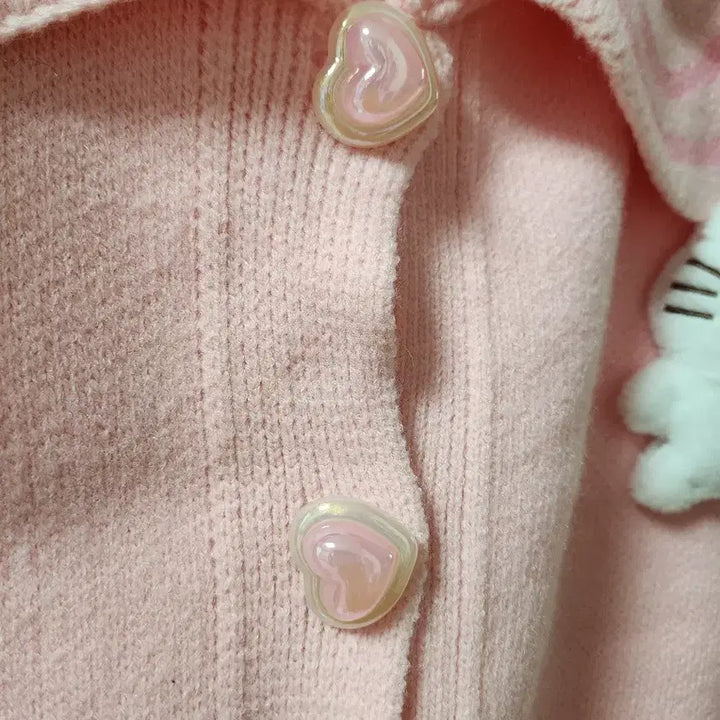 [BUNJANG] Hello Kitty Pink Pearl Sailor Cardigan / 헬로키티 핑크 진주 세일러 가디건