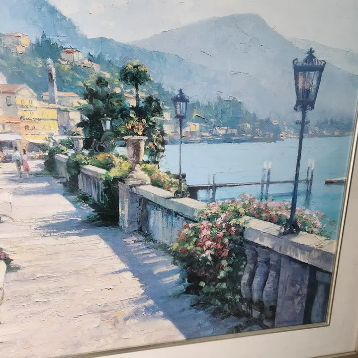 [BUNJANG] Howard Behrens Bellagio Promenade Landscape Painting Panel Frame / 하워드 베렌스 Bellagio 산책로 풍경화 패널액자.