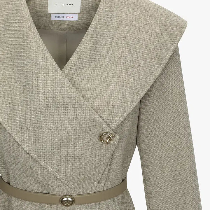 [BUNJANG] MICHAA Shawl Collar Crop Jacket (Dark Beige) / MICHAA 미샤 숄 카라 포인트 크롭 자켓 (다크 베이지) - 새상품