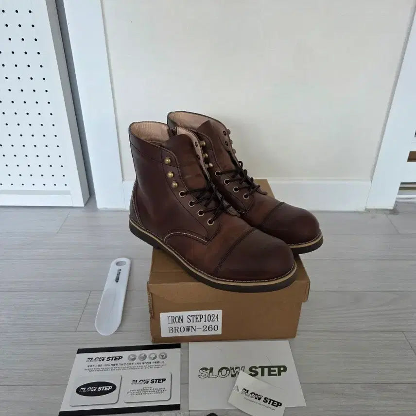 [BUNJANG] Slow Step IRON STEP1024 Brown Boots / [260] 슬로우 스텝 IRON STEP1024 브라운