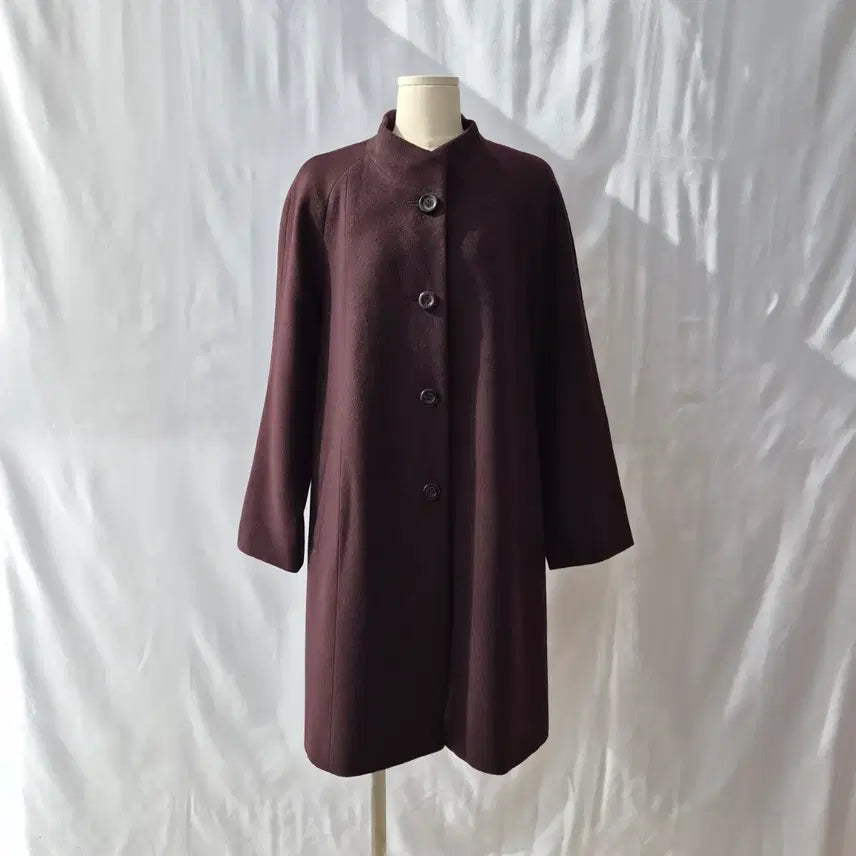 [BUNJANG] LEPORTE Cashmere 100% Burgundy High Neck Long Coat / LEPORTE 캐시미어100% 버건디 하이넥 롱코트