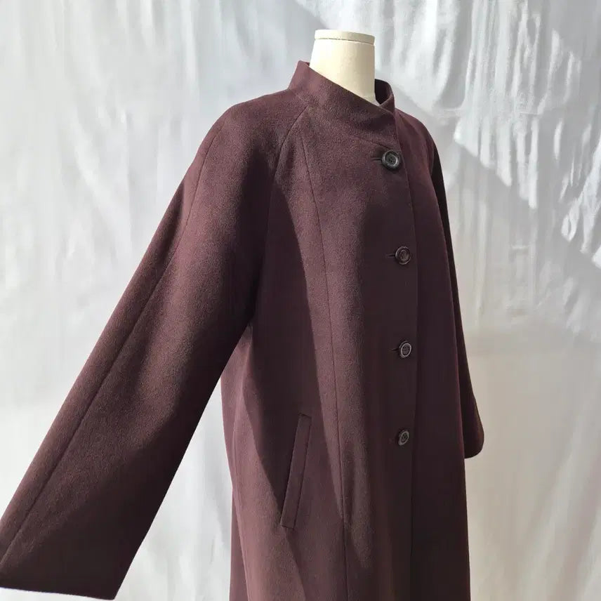 [BUNJANG] LEPORTE Cashmere 100% Burgundy High Neck Long Coat / LEPORTE 캐시미어100% 버건디 하이넥 롱코트