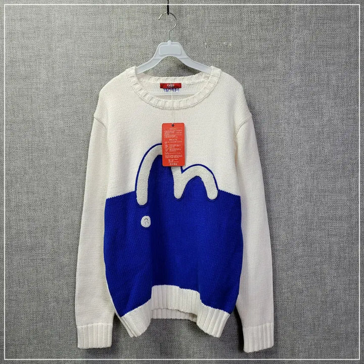 [BUNJANG] Ebisu Cream Ivory Big Logo Knit / 15. 에비수 크림아이보리 빅로고 니트 남성105
