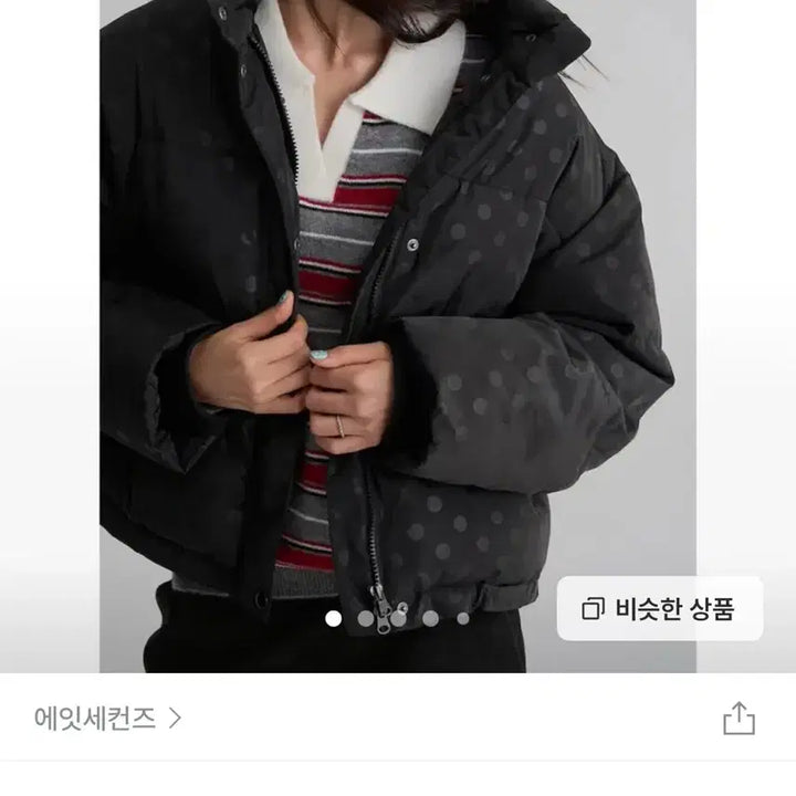 [BUNJANG] 8 Seconds Dot Pattern Welon Short Padded Jacket / 에잇세컨즈 도트 패턴 웰론 숏패딩  블랙 땡땡이