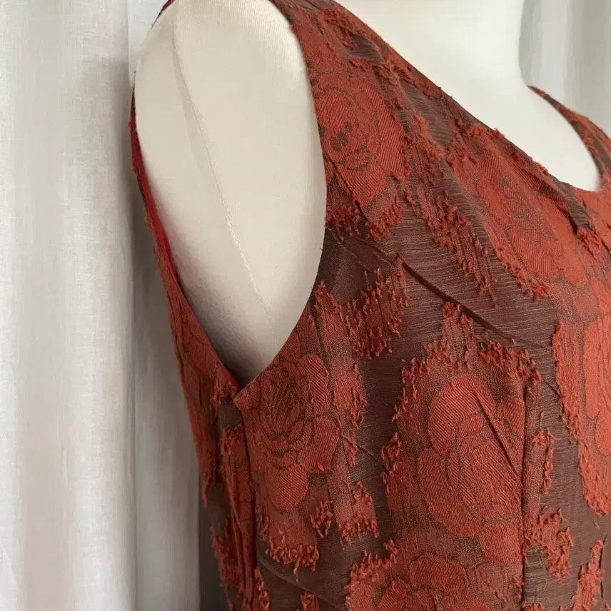 [BUNJANG] Floral Brown Sleeveless Dress / 밤색 큰꽃 나시원피스
