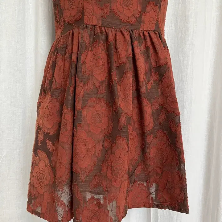 [BUNJANG] Floral Brown Sleeveless Dress / 밤색 큰꽃 나시원피스