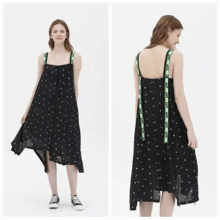 [BUNJANG] SJYP Dino Print Strapped Gored Dress / 한섬 sjyp 디노 프린트 스트랩 고어드 원피스