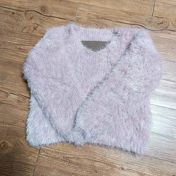 [BUNJANG] Pink Fur V-Neck Knit Women&