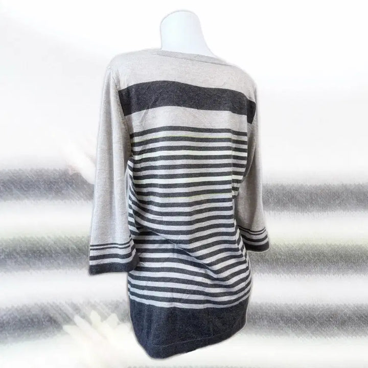 [BUNJANG] JANE MORE Morigirl Honey Stripe Choco Long Sleeve Knit / JANE MORE 모리걸 벌꿀 스트라이프 초코 롱슬리브 니트