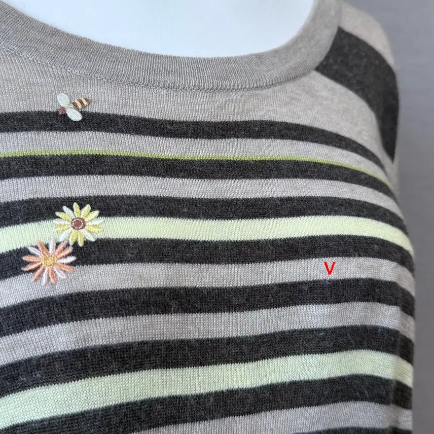 [BUNJANG] JANE MORE Morigirl Honey Stripe Choco Long Sleeve Knit / JANE MORE 모리걸 벌꿀 스트라이프 초코 롱슬리브 니트
