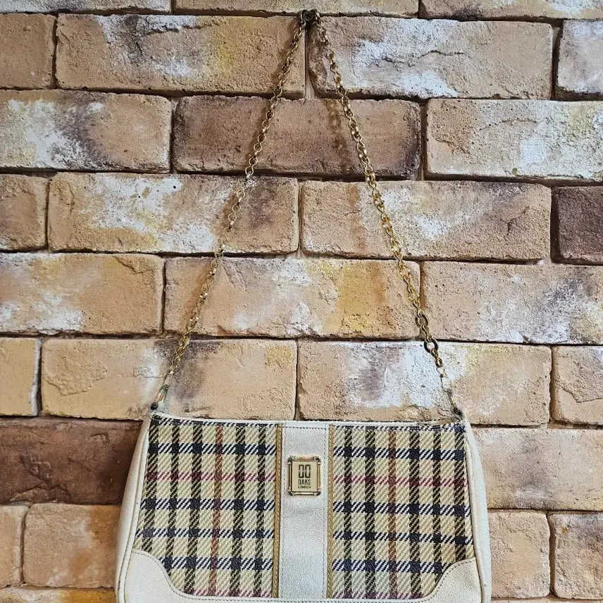 [BUNJANG] Daks Check Pattern Shoulder Bag / 닥스 숄더백 체크 패턴 체인 가방
