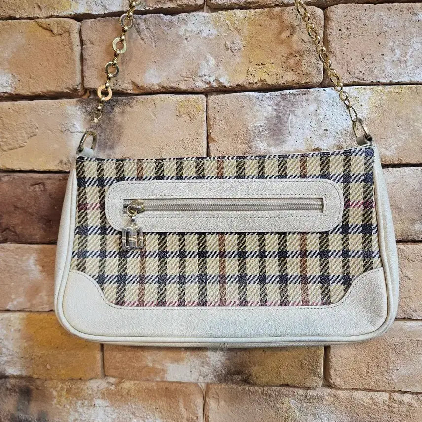 [BUNJANG] Daks Check Pattern Shoulder Bag / 닥스 숄더백 체크 패턴 체인 가방