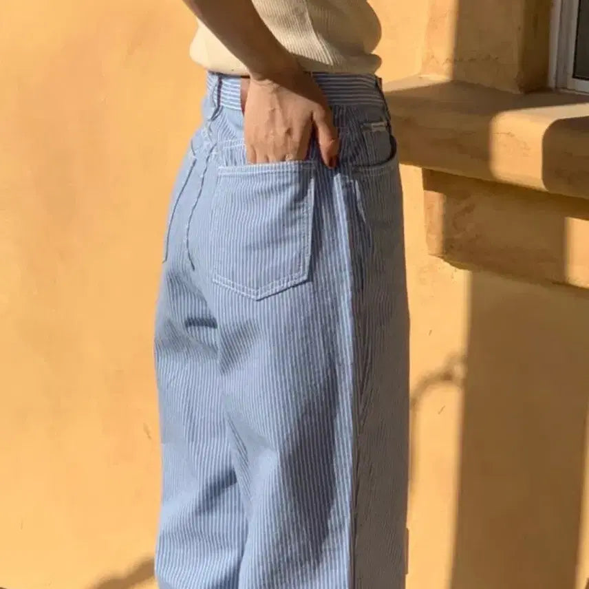 [BUNJANG] WITHOUTSUMMER Bean Stripe Pants (S) / 위드아웃썸머 - bean 빈 스트라이프 팬츠 (s)