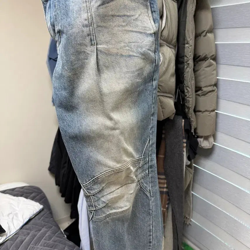 [BUNJANG] etce WASHED BIKER DENIM PANTS / etce 플레어진 L WASHED BIKER DENIM PANTS (BL