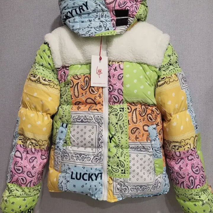 [BUNJANG] Lucky Try Reversible Paisley Duck Down Padded Jacket / 택포#새상품 럭키트라이 리버시블 멀티 페이즐리 커플패딩 아동 양면 오리털