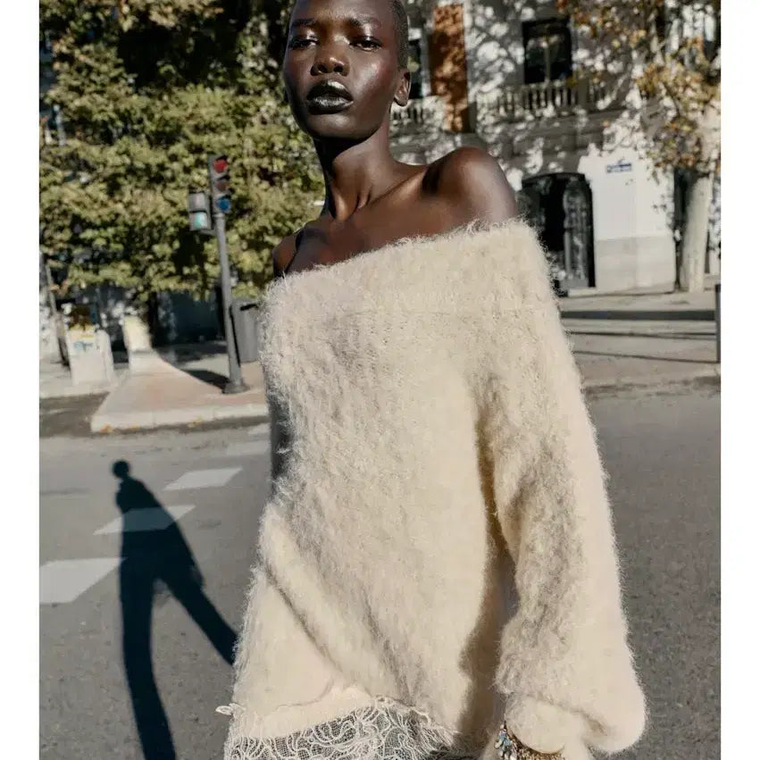 [BUNJANG] Zara Lace Combo Knit Sweater / 자라 레이스 콤비 니트 스웨터 새상품