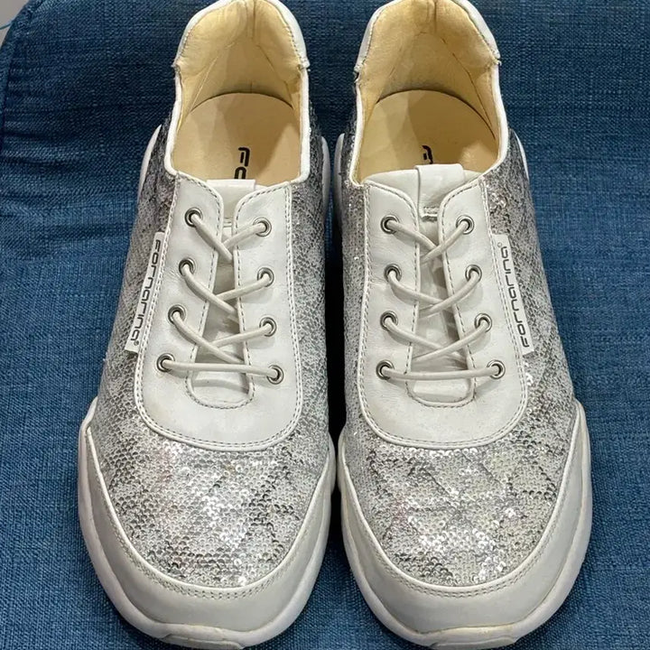 [BUNJANG] Fornarina Silver Sequin Platform Sneakers / (W240) 포르나리나(Fornarina) 실버 스팽글 플랫폼 스니커즈
