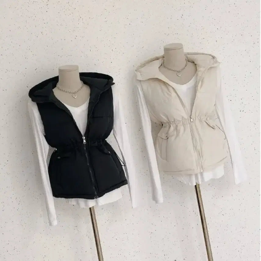 [BUNJANG] Hooded String Padded Vest / 후드 스트링 패딩 조끼