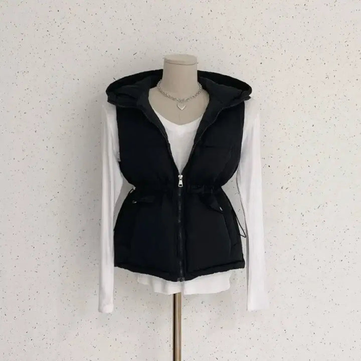 [BUNJANG] Hooded String Padded Vest / 후드 스트링 패딩 조끼