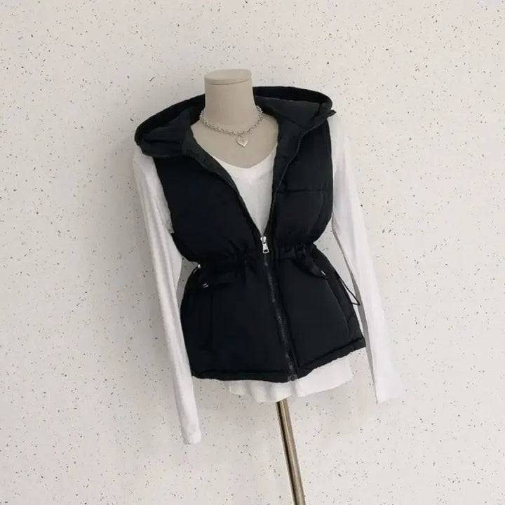 [BUNJANG] Hooded String Padded Vest / 후드 스트링 패딩 조끼