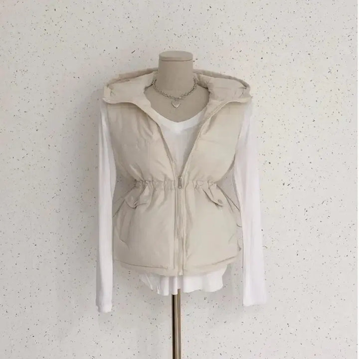 [BUNJANG] Hooded String Padded Vest / 후드 스트링 패딩 조끼