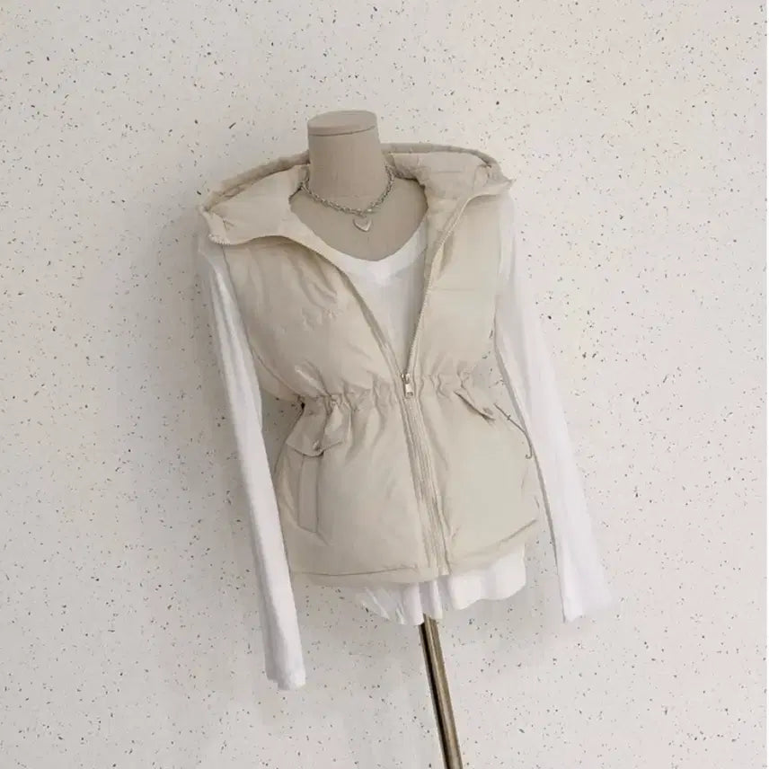 [BUNJANG] Hooded String Padded Vest / 후드 스트링 패딩 조끼