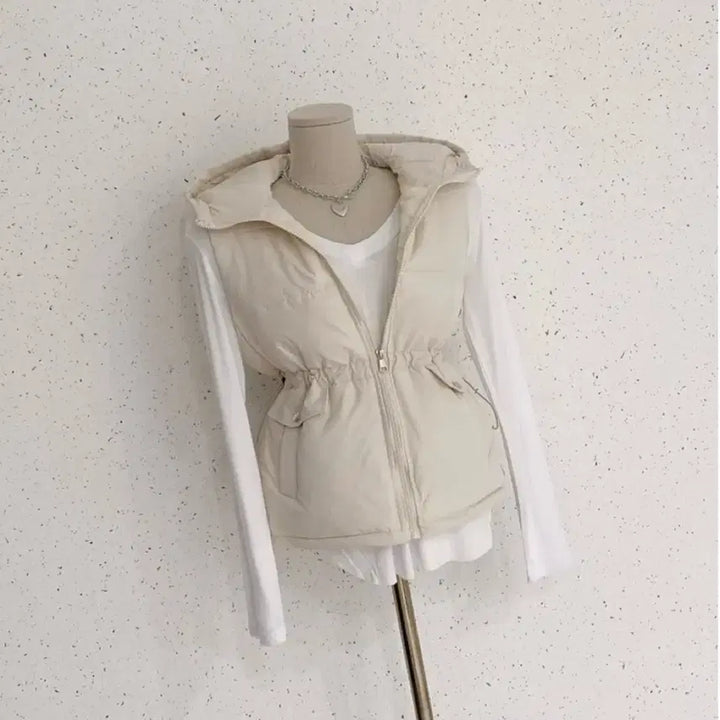 [BUNJANG] Hooded String Padded Vest / 후드 스트링 패딩 조끼