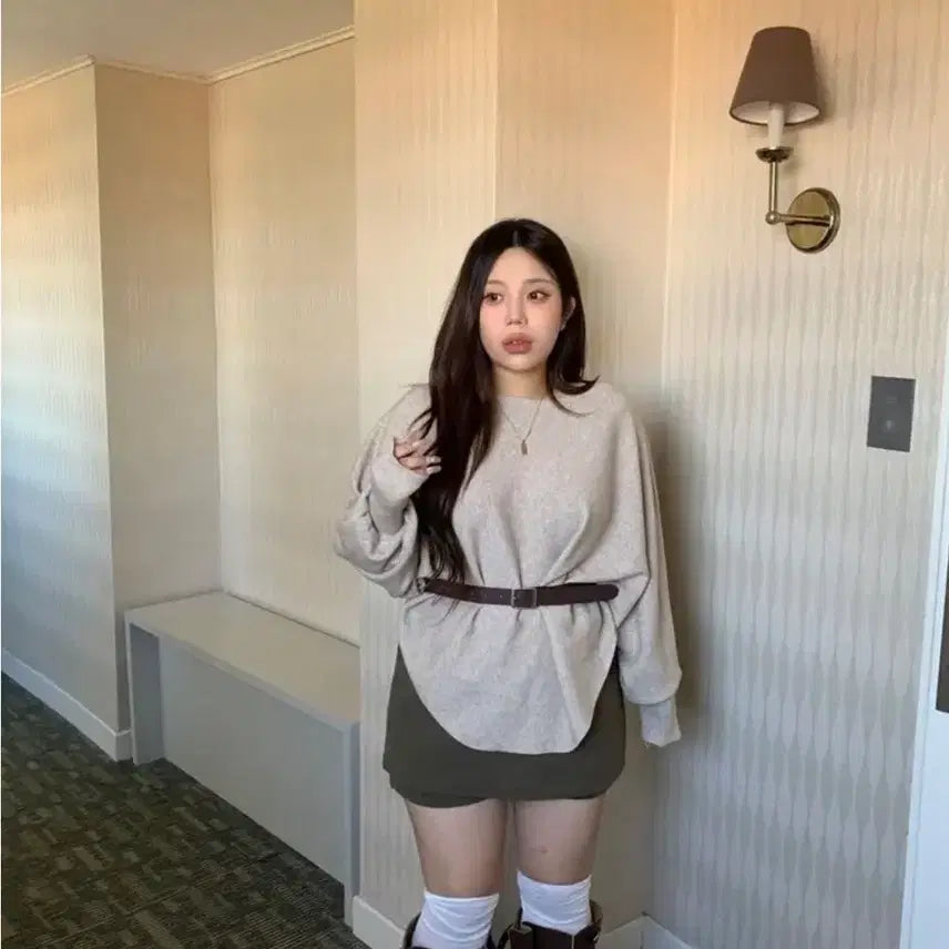 [BUNJANG] Daisy2L Boat Neck Knit Top (Gray) / 데이지투엘 가오리 보트넥 굴림니트 (그레이)