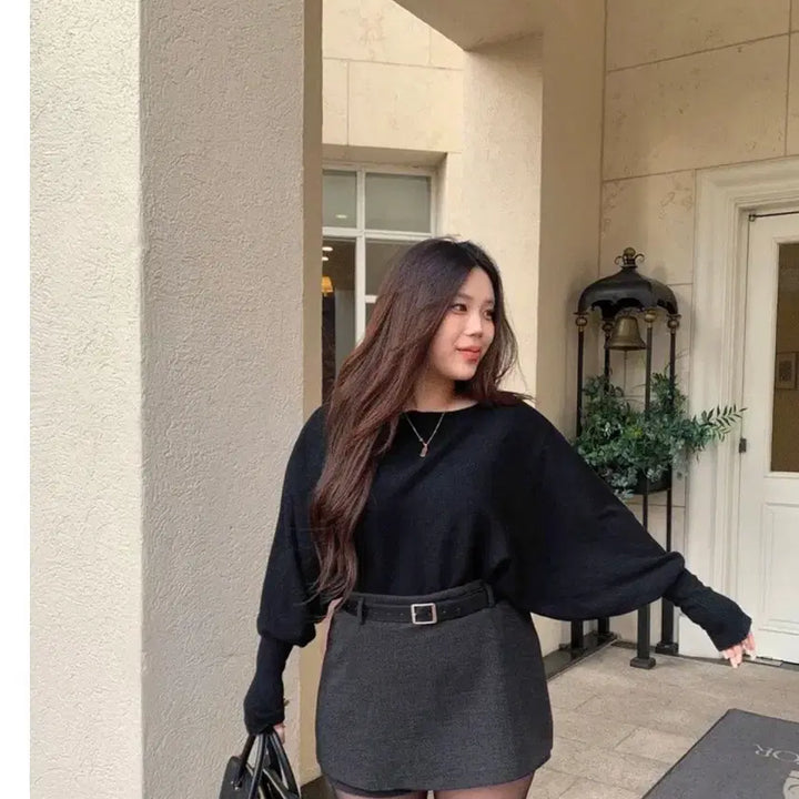 [BUNJANG] Daisy2L Boat Neck Knit Top (Gray) / 데이지투엘 가오리 보트넥 굴림니트 (그레이)