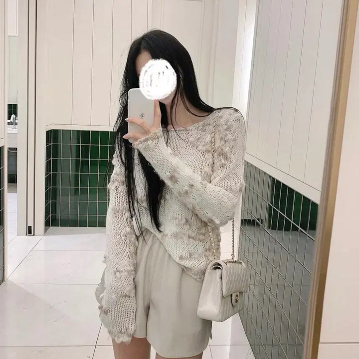 [BUNJANG] Loose Fit Knit Sweater / 루즈핏 니트 스웨터, 눈꽃 니트