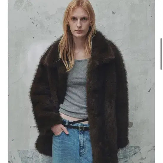 [BUNJANG] Fromwhere Brown Fur Jacket / 프롬웨얼 브라운 퍼 자켓 품절 재입고예정없