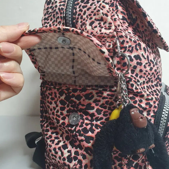 [BUNJANG] Kipling Leopard Print Backpack / 키플링 레오파드 패턴 백팩 핑크 블랙 포인트
