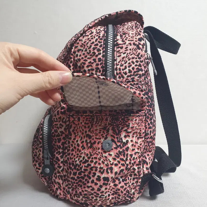 [BUNJANG] Kipling Leopard Print Backpack / 키플링 레오파드 패턴 백팩 핑크 블랙 포인트