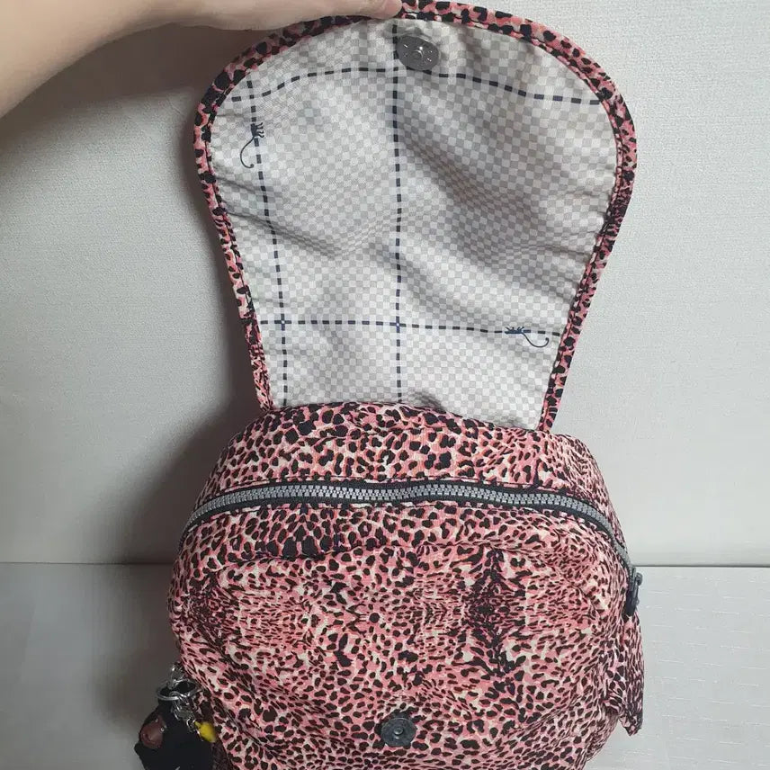 [BUNJANG] Kipling Leopard Print Backpack / 키플링 레오파드 패턴 백팩 핑크 블랙 포인트