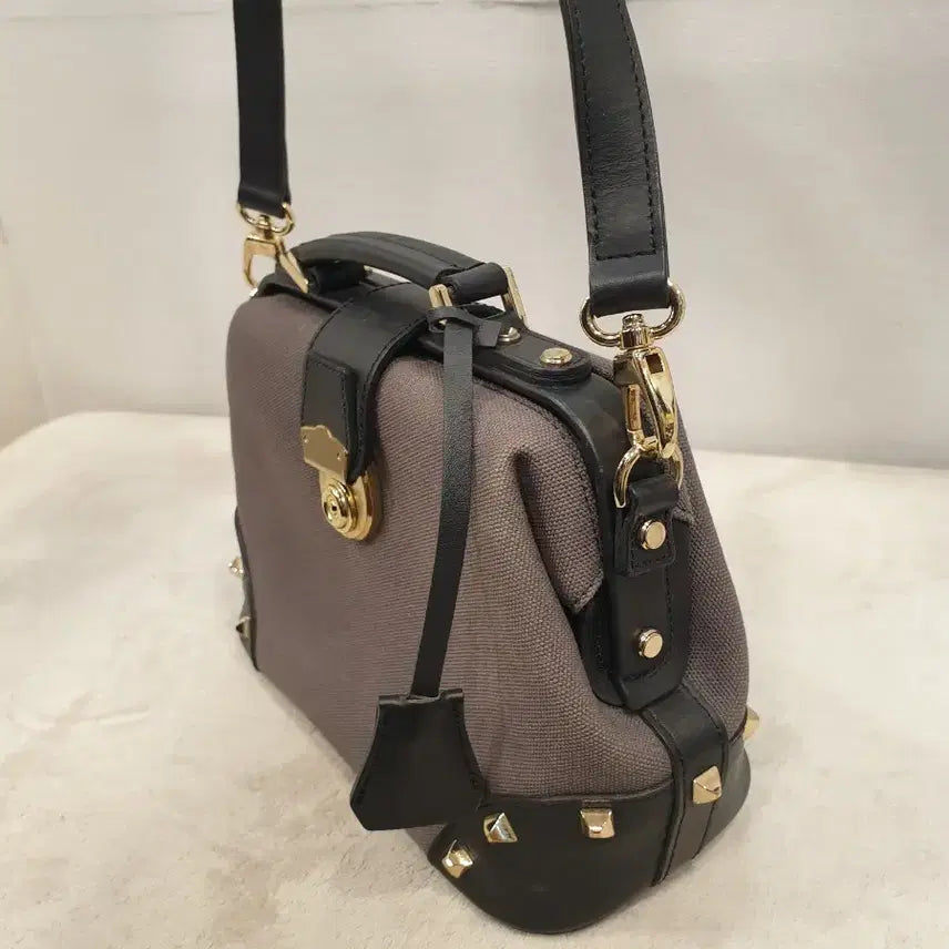[BUNJANG] Gilie Canvas Gold Stud Mini Doctor Bag / 길리에 캔버스 금장 스터드 미니닥터백 토트백 크로스백