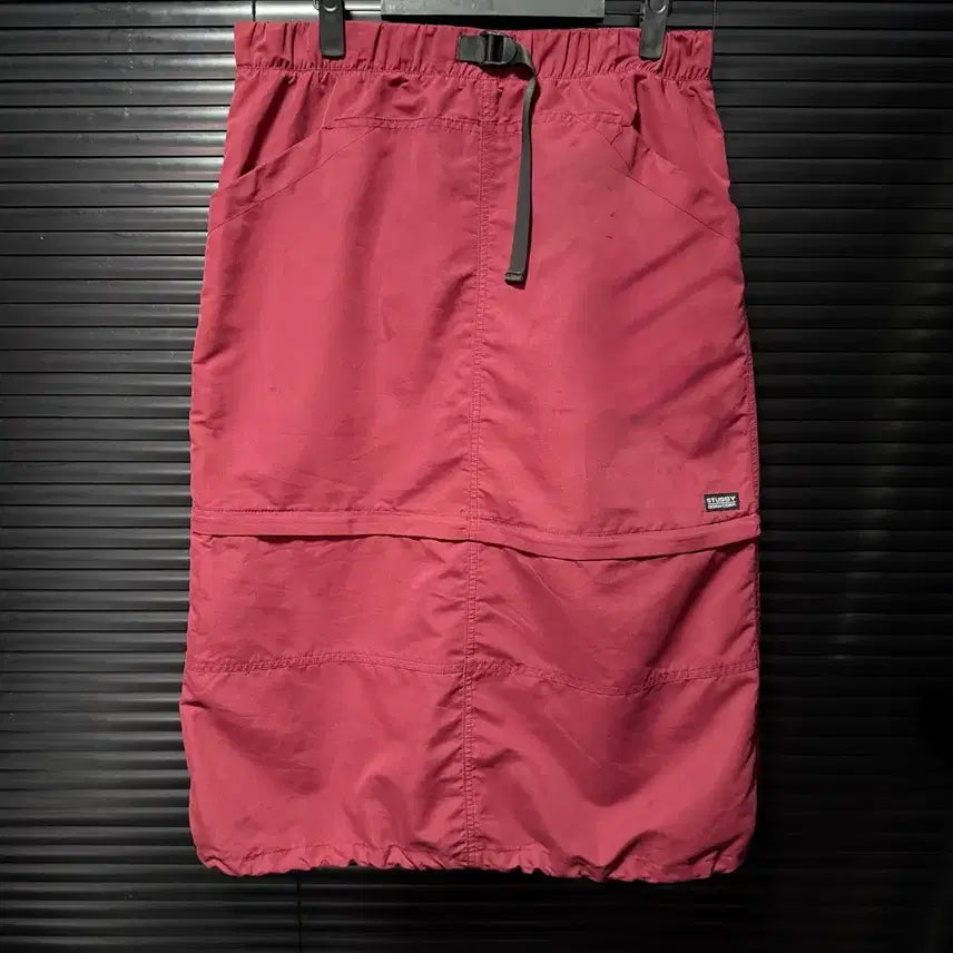 [BUNJANG] Stussy Range Zip Off Skirt Red Nylon Skirt / 스투시 RANGE ZIP OFF SKIRT 레드 버건디 숏 롱 나일론치마