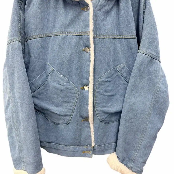[BUNJANG] F Denim Fur Lined Jacket / 여성F/ 데님 퍼 안감 자켓