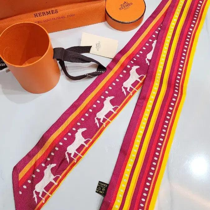 [BUNJANG] Hermes Twilly Mal Pattern Scarf / 에르메스 트윌리 말 패턴 스카프