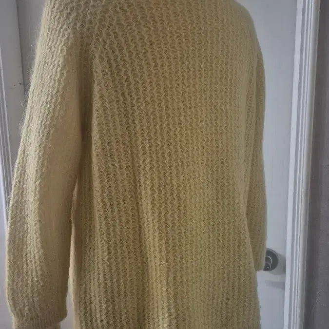[BUNJANG] Yellow Cable Knit Mohair Cardigan Jacket / 노란색 꽈배기 모헤어 니트 가디건 자켓