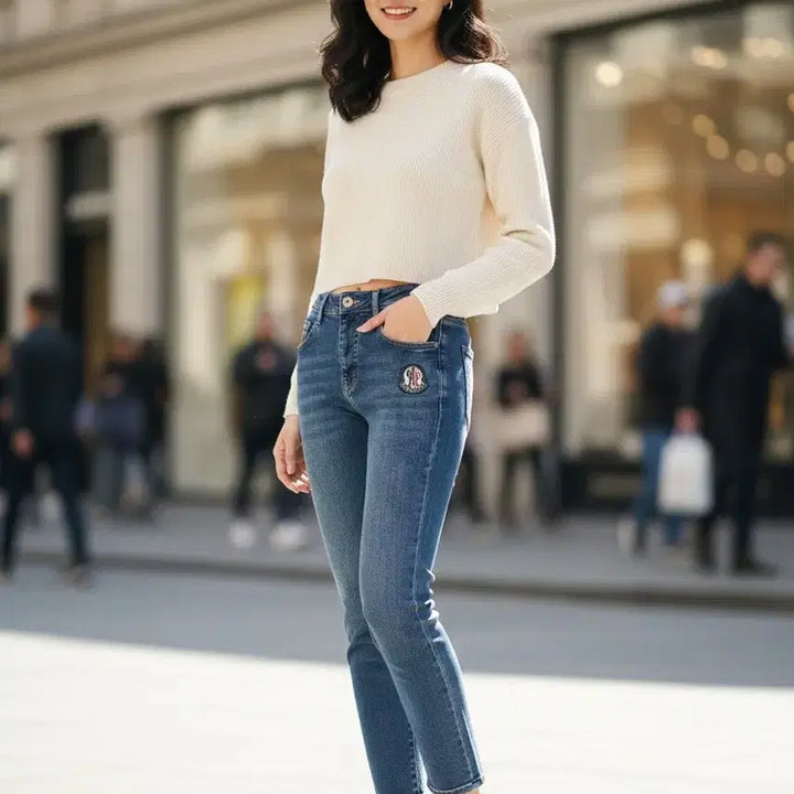 [BUNJANG] Patch Detail Denim Jeans / 29~30 예쁜 패치 기모 청바지  중청색