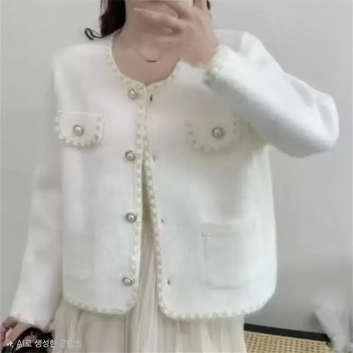 [BUNJANG] Tweed Knit Cardigan Jacket / 예쁜 트위드 니트 가디건 자켓.새상품