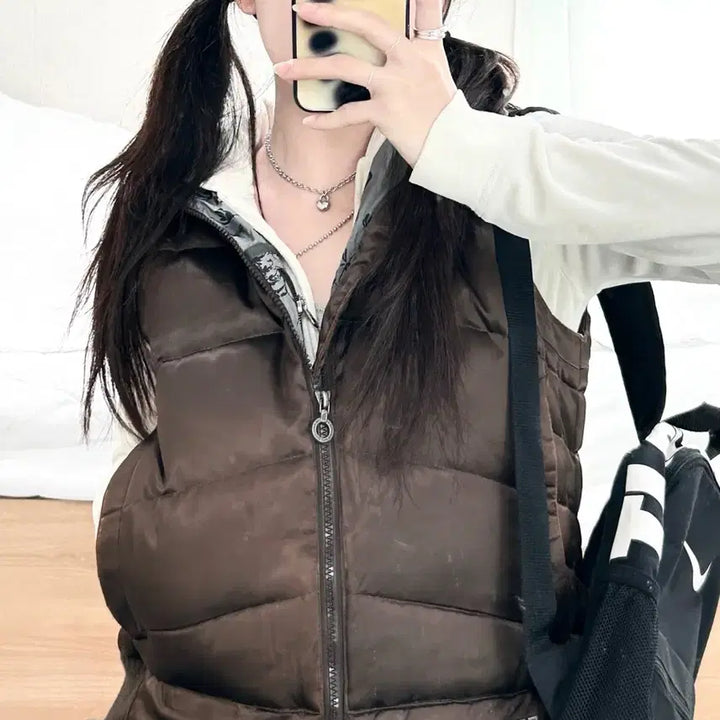 [BUNJANG] No Information North Face Goose Down Vest / 노스페이스 초코 브라운 구스다운 패딩조끼