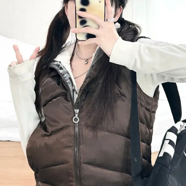 [BUNJANG] No Information North Face Goose Down Vest / 노스페이스 초코 브라운 구스다운 패딩조끼