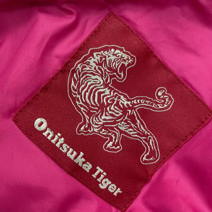 [BUNJANG] Onitsuka Tiger Pink Trim Hooded Down Padded Jacket / 오니츠카 타이거[Onitsuka Tiger] 핑크 배색 후드 다운 패딩