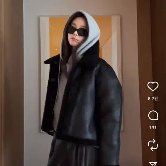 [BUNJANG] ceeci Reversible Mouton Black / ceeci 씨에씨 리버시블 무스탕 블랙