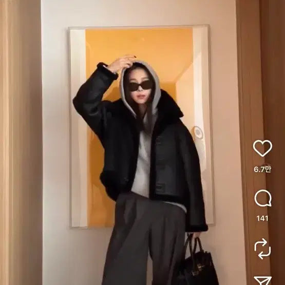 [BUNJANG] ceeci Reversible Mouton Black / ceeci 씨에씨 리버시블 무스탕 블랙