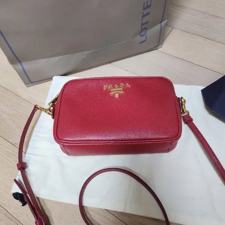 [BUNJANG] Prada Saffiano Lux Camera Bag - Red / 프라다 사피아노 룩스 카메라백 레드