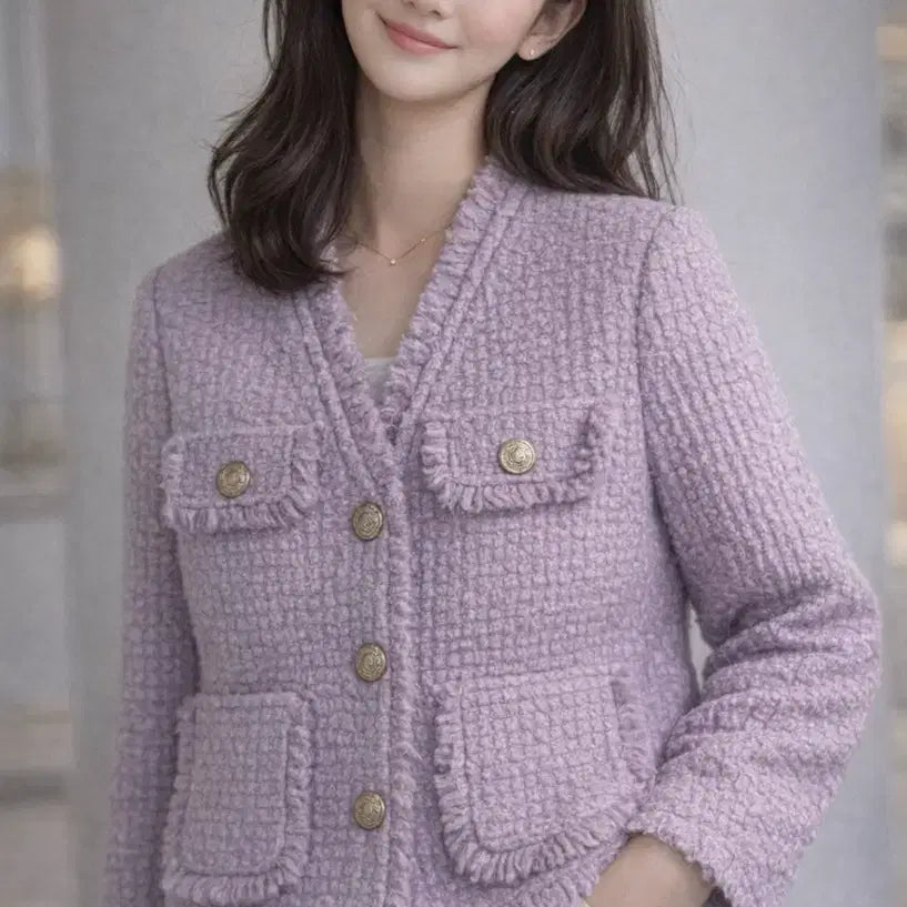 [BUNJANG] Ab.f.z Lavender Frill Jacket (Size 55-66) / Ab.f.z 브랜드 고급 자켓 55-66 사이즈 정도