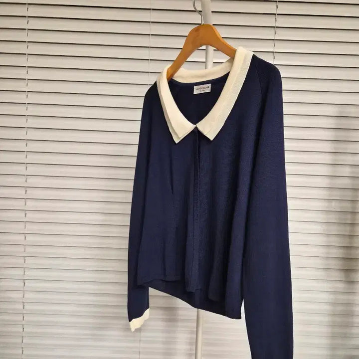 [BUNJANG] Navy Color Block Collar Knit Sweater / 1회 착용 상태최상) 네이비 배색 카라 니트