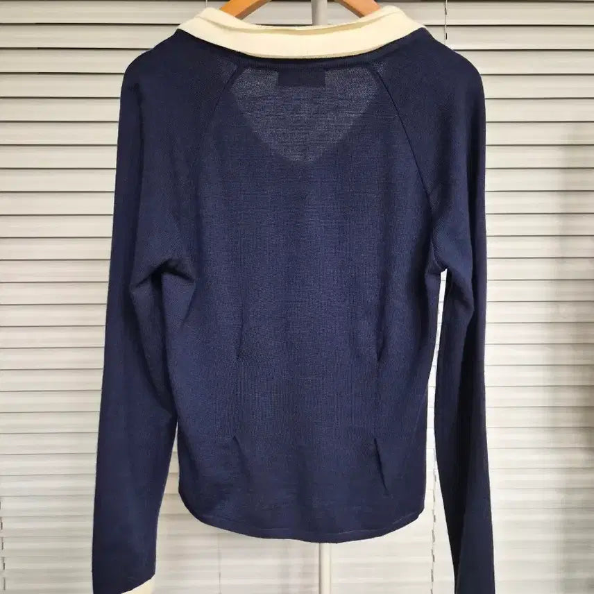 [BUNJANG] Navy Color Block Collar Knit Sweater / 1회 착용 상태최상) 네이비 배색 카라 니트